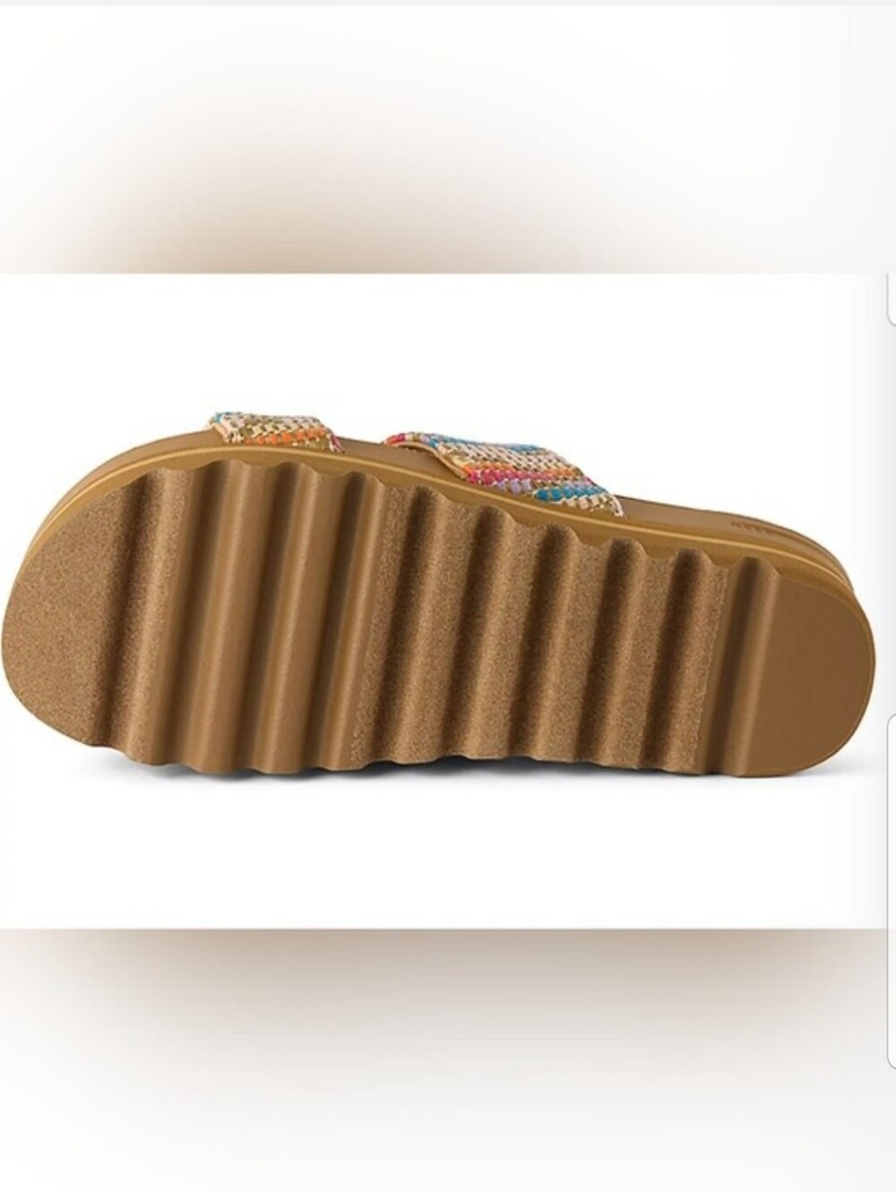NEW! REEF Woven Multi-Color Double Strap Platform Slide Sandal sz 8 NWT - Picture 3 of 6